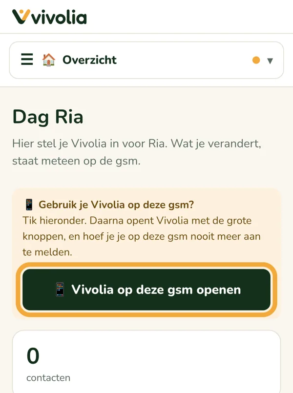 De knop Vivolia op deze gsm openen