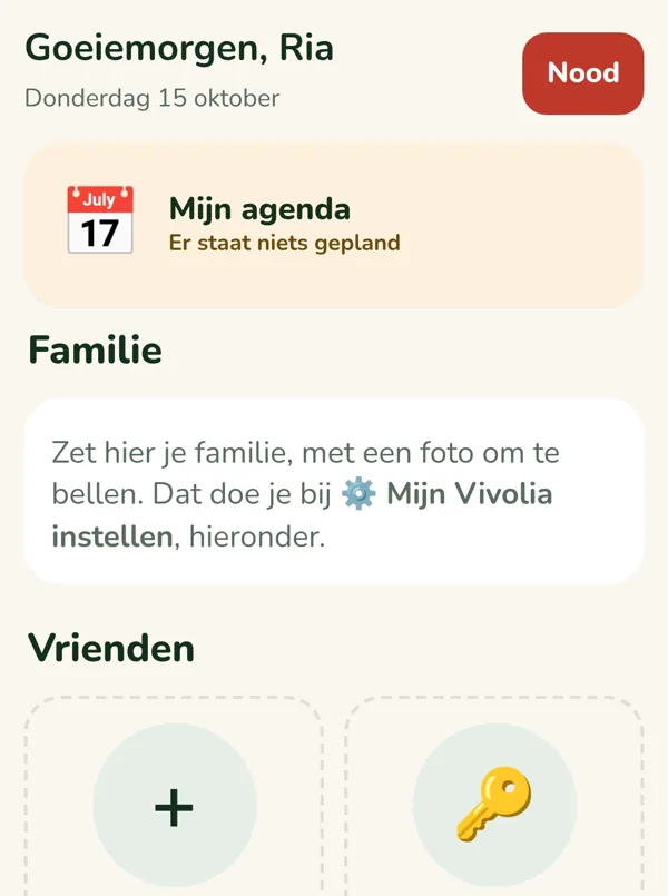 Het startscherm van Vivolia